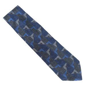 IV Front Men Necktie All Silk Geometric Blue Gray 58x4 - NWOT - made in USA